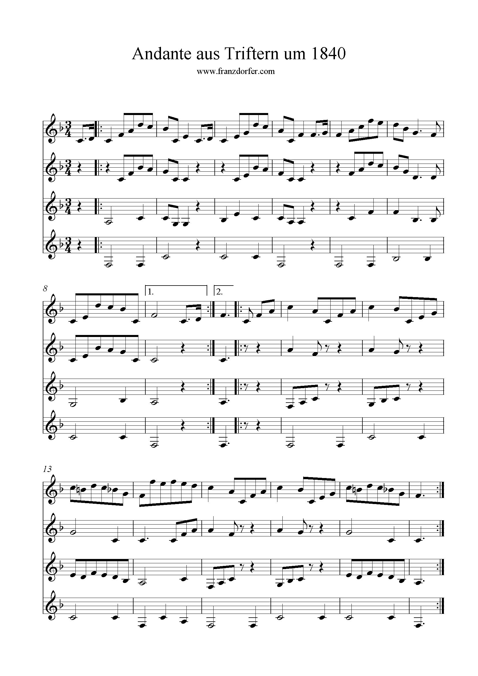 Andante aus Triftern Trio, G-Dur Klarinettentrio, Andante aus Triftern